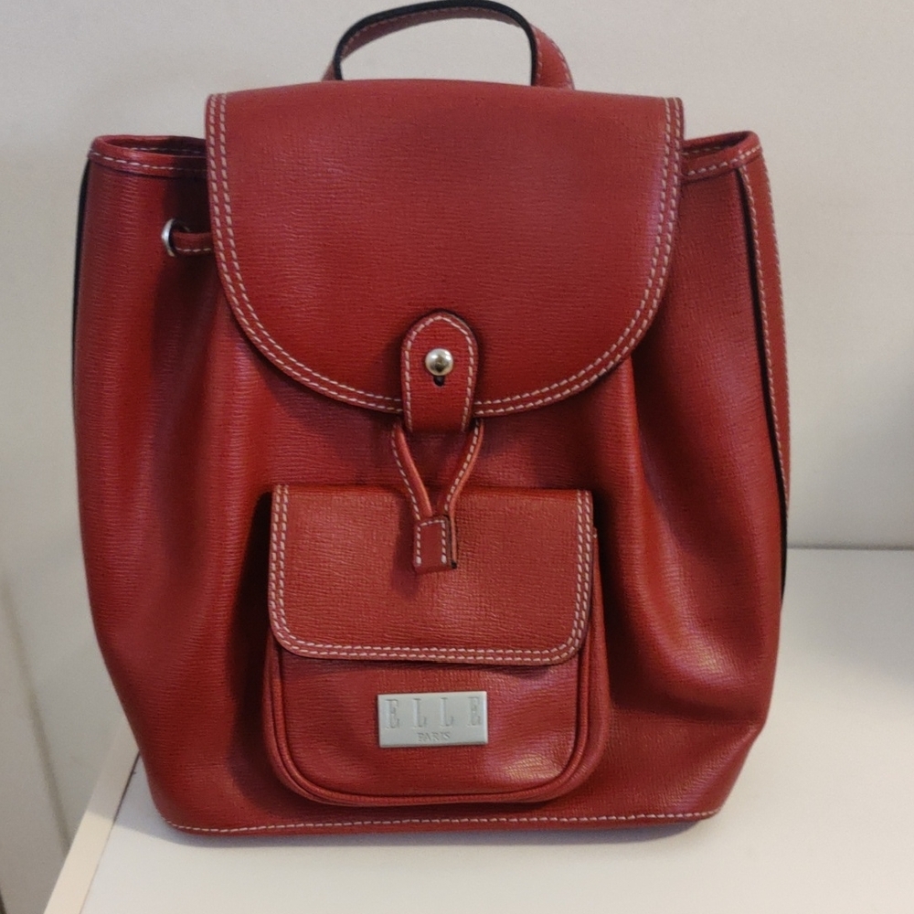 Elle Red Backpack with Classic Design and Structured Shape